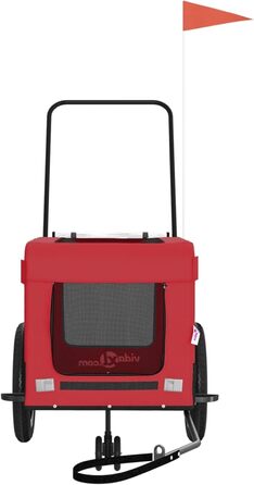 Перетягувач для собак на велосипеді Robuster - Oxford, залізо, PVC, червоний & чорний, 120x54,5x53 см - з PVC-дах та зручною платформою, для маленьких собак та домашніх тварин, модель 93929