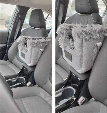 Підлокітник для собак у авто | Універсальний, миючий, зносостійкий, для середніх собак | Підходить для центральної консолі, переднього сидіння, пасажирського сидіння, заднього сидіння | Сумка для собак, для маленьких собак | Колір: сірий