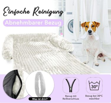 Захисний лежак для собак на диван, плюшевий коврик для собак, захисний чохол для дивана, водовідштовхувальний, можна прати, знімний чохол, колір: (слонова кістка, M - 102x85x12 см)