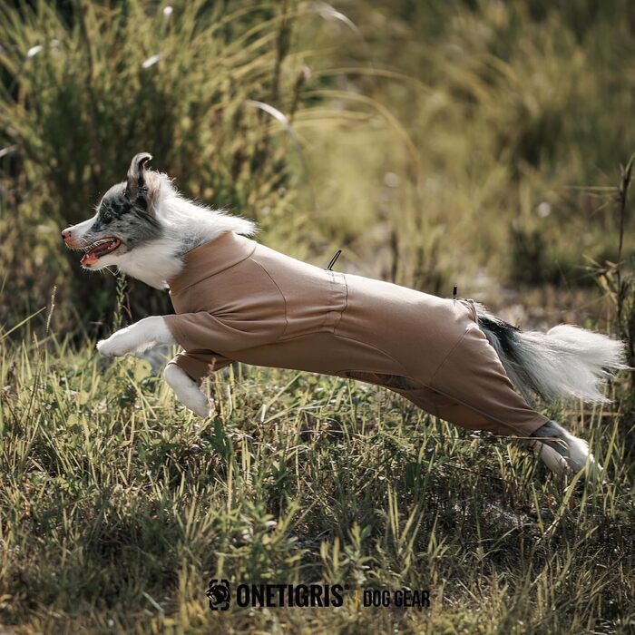 OneTigris Піжама для собак, теплий комбінезон для великих та середніх собак, коричневий L