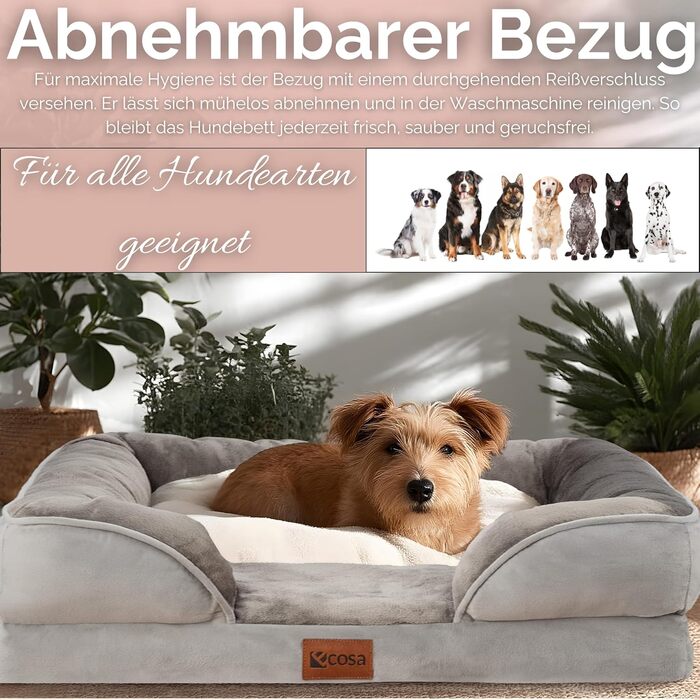 Ортопедичне ліжко для собак Ecosa®: велике, середнє, маленьке. Зручне, миється, знімний чохол