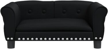 Софа для собак Festnight, ліжко для маленьких собак та котів, зручна лежанка для домашніх тварин з штучної шкіри, чорна, 70x45x30 см