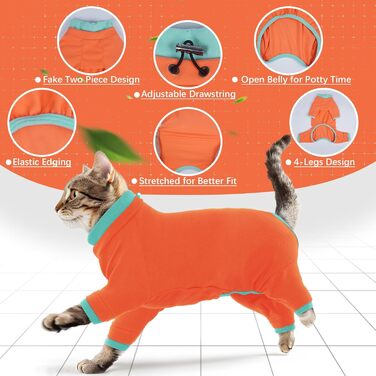 Флісовий пуловер для кота, теплий зимовий одяг для котів, комбінезон з високим коміром, теплий одяг для кошенят на осінь та зиму (AreeGrün, ) AreeGrün (S, Orange)