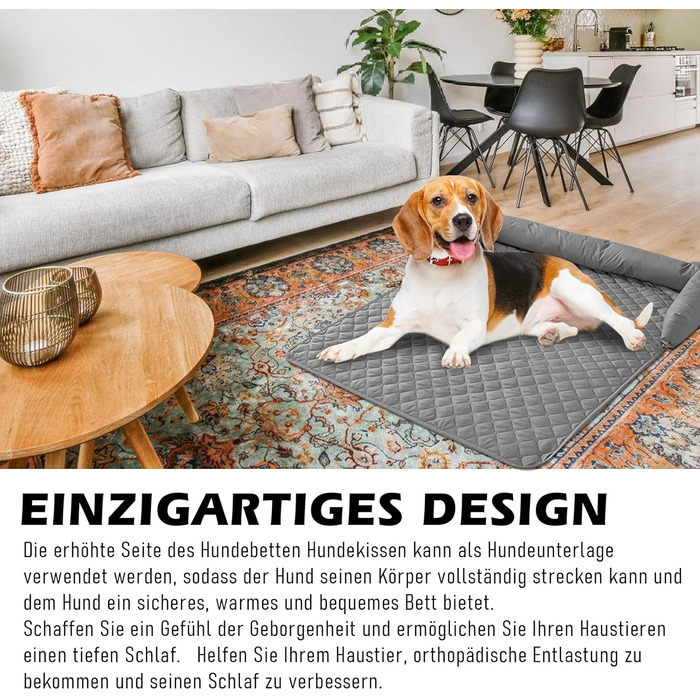 М'яке ліжко для собак, 75x75 см, з антиковзним покриттям та бортиками. Підходить для собак, як диванний чохол. Можна прати в пральній машині.