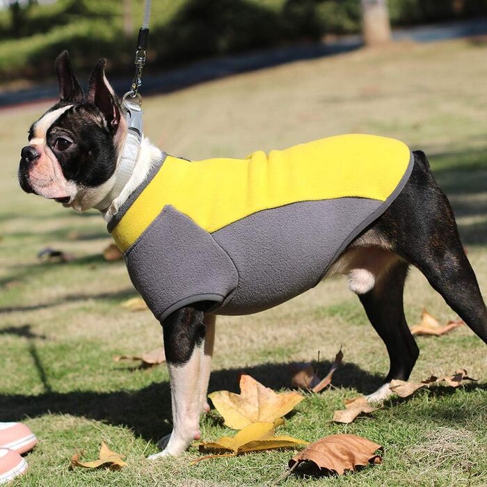 Жакета для собак з напівблискавкою, теплий зимовий пуловер/мантель для маленьких собак та цуценят, жовтий