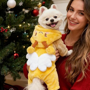 Жовтий светр для собак з флісу, розмір M: для малих, середніх та великих порід, для дому, прогулянок та подорожей