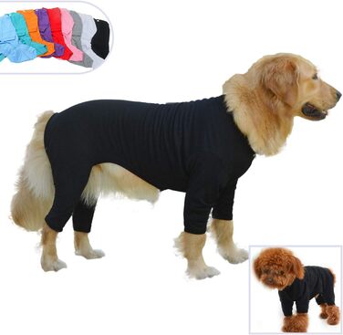 Комбінезон для собак Lovelonglong з чистої бавовни, 4 лапи, для великих та середніх собак, розмір XXL, Зелений (XXXXXL (Велика собака ~50 кг), Чорний)