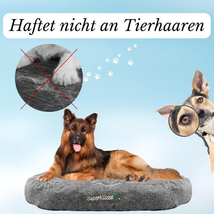 Лежанка для собак середніх порід SuperKissen24 - водонепроникна лежанка для котів - лежанка для собак з антикіготного матеріалу - антиалергенна та протиковзна - 60 x 14 см, сірий колір (L)