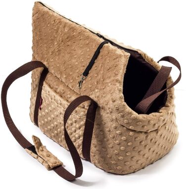 Сумка-переноска для собак та котів, бежева (Minky), M, до 10 кг, розмір 38x28x28 см