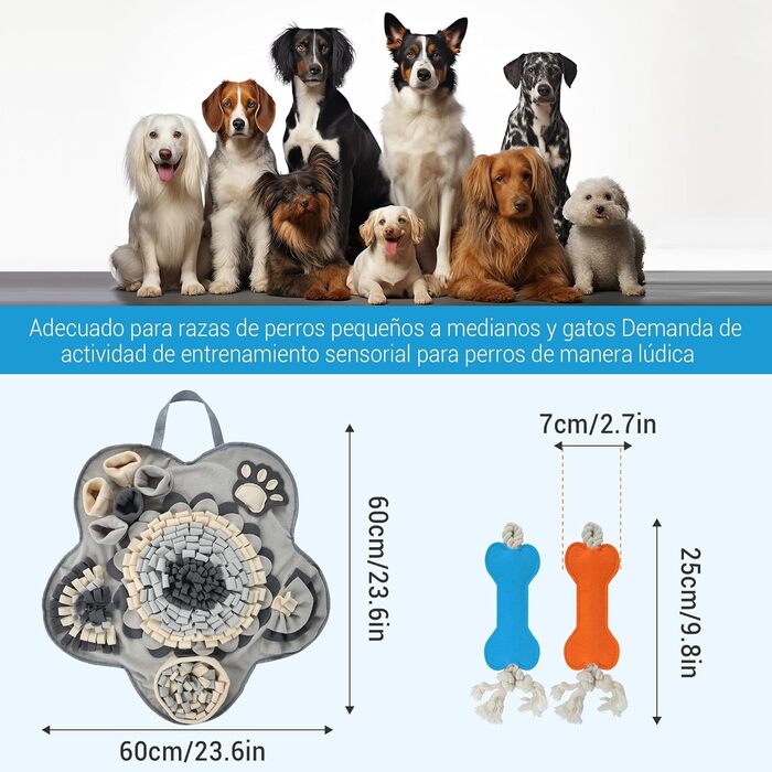 Шнуфлючий килимок для собак Clever Dog: інтелектуальна іграшка з антиковзаючою основою, іграшка-шнуфлючий килимок для маленьких та великих собак, сірий