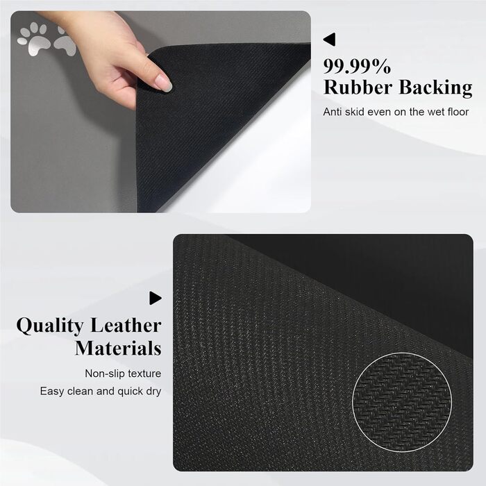 Килимок під миску для собак та котів, швидковисихаючий, абсорбуючий, водонепроникний, протиковзкий (сірий, 43x80 см)
