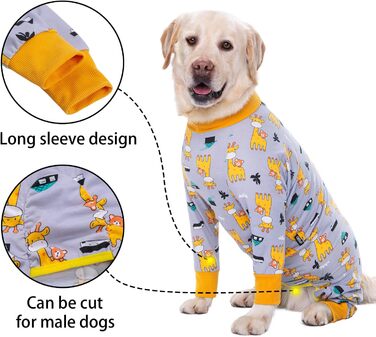 Комбінезон для собак після операції, захисний боді для собак, альтернатива конусу, сірий, 3XL, Giraffe