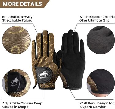 Рукавички для їзди верхи FINGER TEN з підтримкою сенсорного екрану, жіночі, коричнево-жовті, для верхової їзди та велосипеда