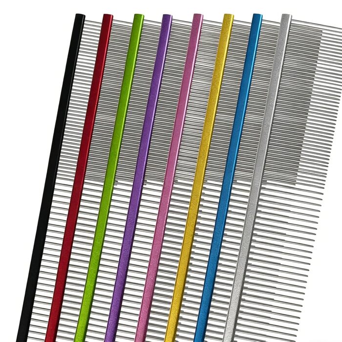 Гребінець для догляду за домашніми тваринами для видалення намотаного хутра, запобігає ковтунам та сплутаностям, довгі зуби, коротке хутро (Колір2), довжина - 19 см