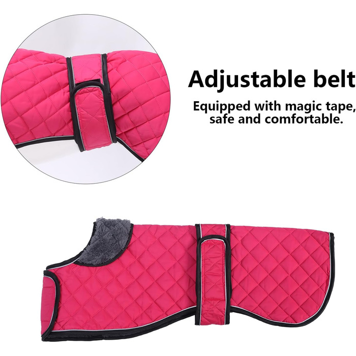 Водонепроникний теплий зимовий одяг для собак породи Віндгаунд, Уіппет, Лурчер. Зимова куртка для собак з флісовою підкладкою, регульована, для середніх та великих порід, темно-синій, розмір S (L(спина: 61-64 см))