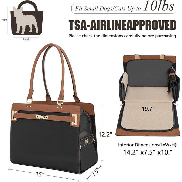 Сумка-переноска для собак та котів 2-в-1 (чорний/коричневий) - стильна та складна переноска для маленьких тварин