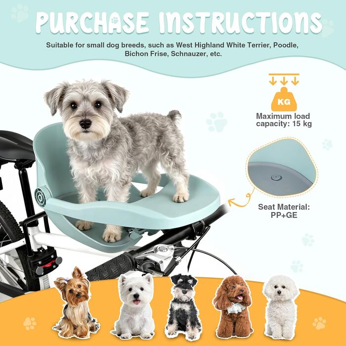 Корзина для собак на велосипед до 15 кг, міцна та ергономічна (Цянова)