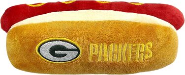 Іграшка для собак та котів у вигляді хот-дога з пискавкою Pets First NFL Green Bay Packers, плюшева, з логотипом футбольної команди