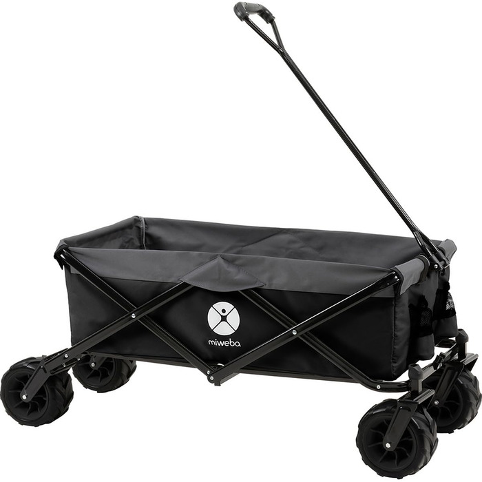 Складаний візок Miweba MB-30 | Вантажопідйомність 120 кг - для дітей, саду, пляжу | Чорний/Темно-сірий
