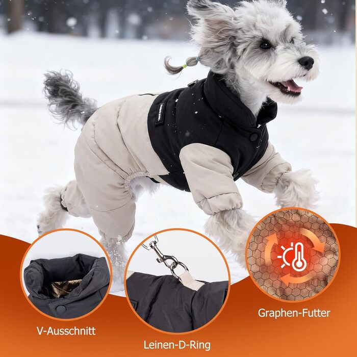 Водонепроникний зимовий одяг для собак PETCUTE: тепла куртка з D-кільцем для малих, середніх та великих собак. Теплий одяг для собак у холодну погоду, бежевий, L