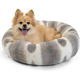 Крісло-лежанка для собак Best Friends by Sheri Hundebett, плюшеве, заспокійливе, у вигляді пончика, 58.4 x 58.4 см, сірого кольору, розмір S