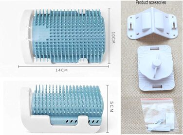 Щітка для котів з самоочищенням, для довгої та короткої шерсті, гребінець та скребок для кутів, безпечна та зручна (блакитна)