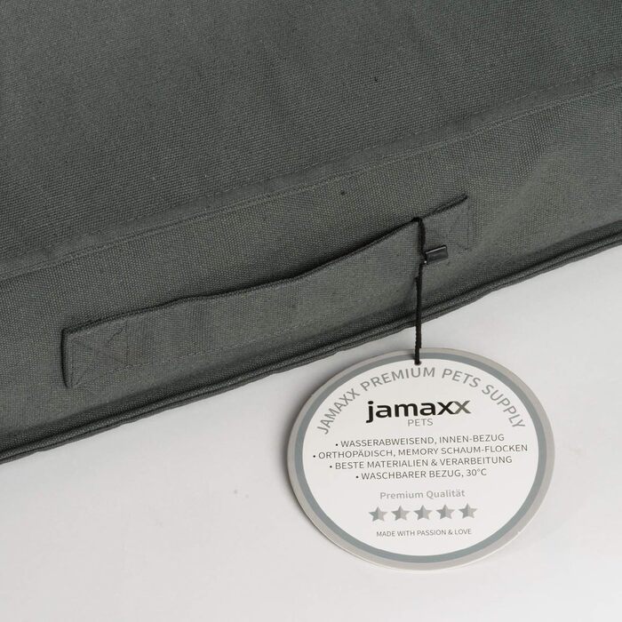 JAMAXX Преміум подушка для собак - ортопедична, з пінополіуретановими гранулами, знімний водонепроникний чохол, собаче ліжко з канвас-чохлом PDB1007 (S) 65x50 сірий, розмір L 65 x 50 x 30 см сірий
