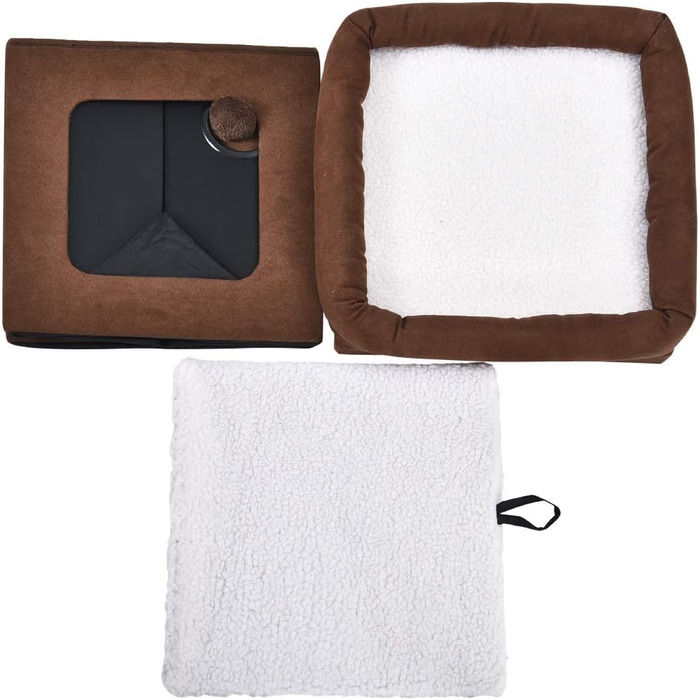 Складаний будиночок для котів Amazon Basics, коричневий, 38x38x43 см