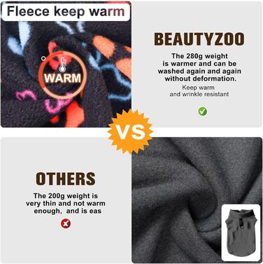 Теплий плед-жилет для собак BeautyZoo: флісова жилетка, зимова куртка, D-посилання для повідка, для малих, цуценят, середніх порід, тепле, вітронепроникне, білий буффало клітка (мотив лапок), XL (55.8 см)