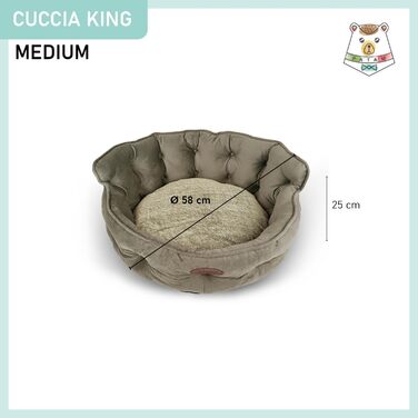 Ліжко для собак і котів King Beige, 3 розміри, знімний чохол, машинне прання, середнє 58 см