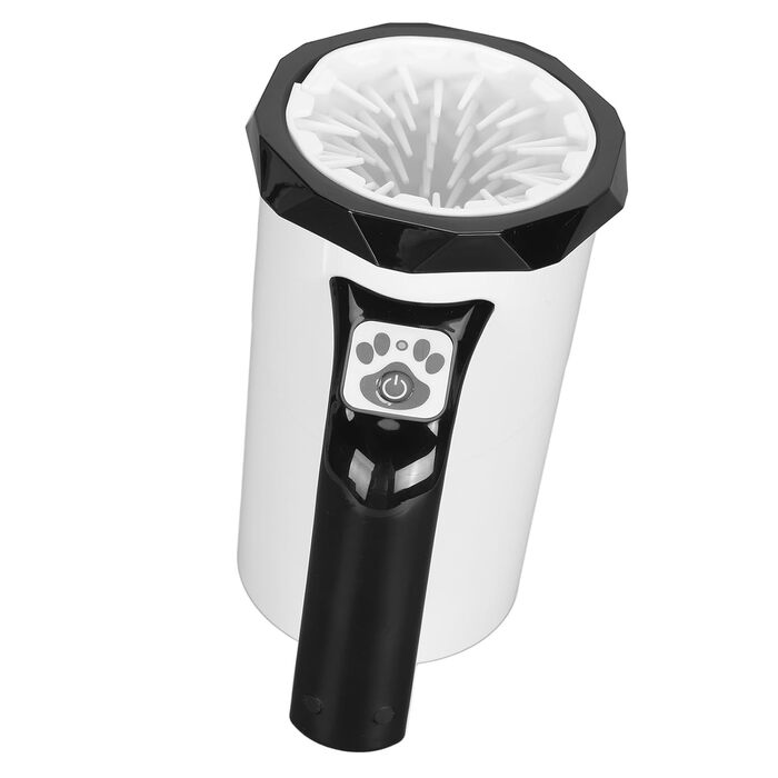 Автоматичний очищувач лап для собак, електроприлад з силіконовими щітками, мийка для лап собак (чорно-білий)