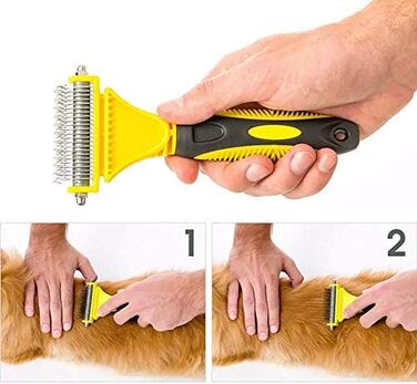 Професійна щітка для вичісування собак Kamm Professional Dog Dematting Kamm - виймає ковтуни, підходить для котів, жовта