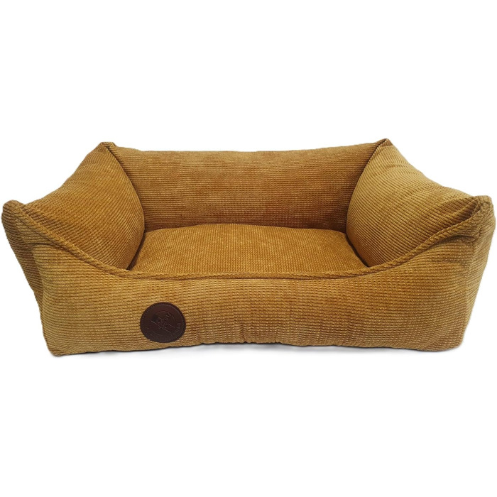 Ортопедичне ліжко для собак, сумісне з великими, середніми та маленькими породами, жовто-гірчичний колір, миється, розмір S (60x40x15 см)