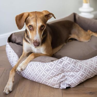 М'яке собаче ліжко Otto 80x60 см, коричневе. Знімна та пральна наволочка. Ліжко-кошик для собак середніх порід.