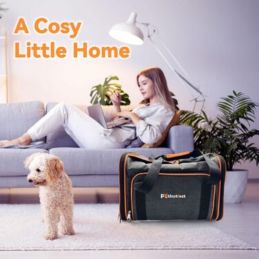 Транспортна сумка для котів і собак до 6 кг, 45x28x28 см, складна і розширювана переноска з регульованим плечовим ременем та знімним вовняним килимком