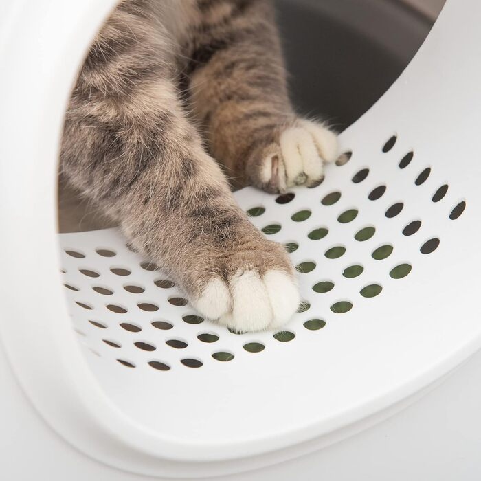 Туалет для котів PawHut з кришкою, пластиковий, білий, до 5 кг, 55x40x39 см