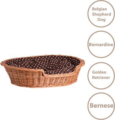 Корзина для собак та котів з плетіння лози e-wicker24, 100x100 см, з подушкою