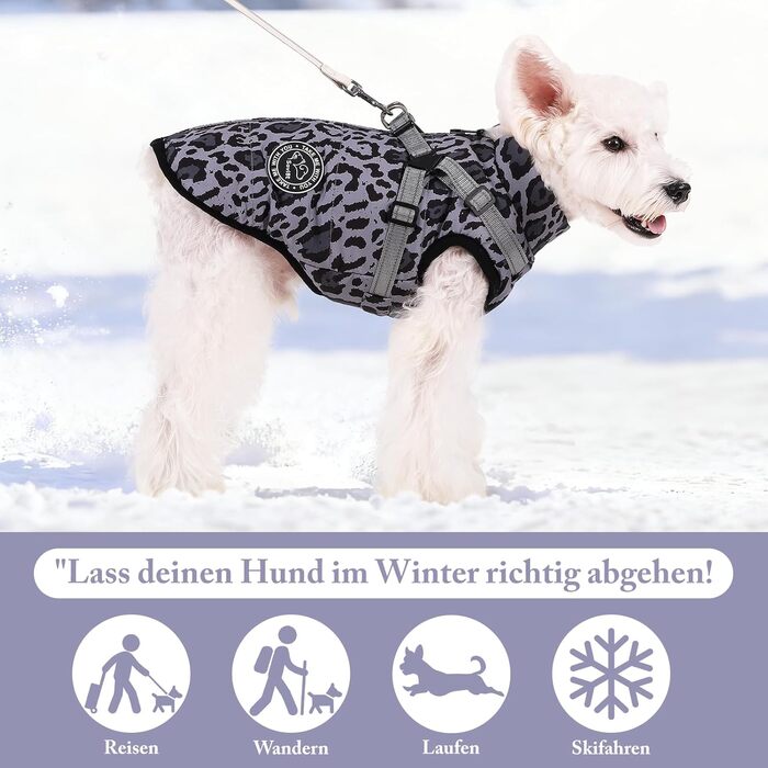 Теплий зимовий одяг для собак Savlot: куртка з флісу, водонепроникна, для холодної погоди, S, сіра