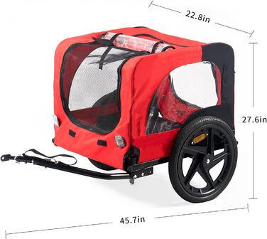 Фаркоп-причіп для собак Soges до 40 кг, складаний, з дихаючої сітки, з внутрішнім повідком, з відбивачами (червоний)