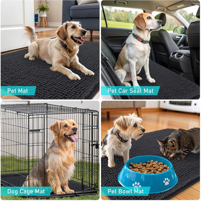 Набір килимків для собак OLANLY, 4 шт., 76,2 x 50,8 см, поглинають вологу та бруд, швидковисихаючі, неслизькі, миючі килимки з дрібного ворсу для собак