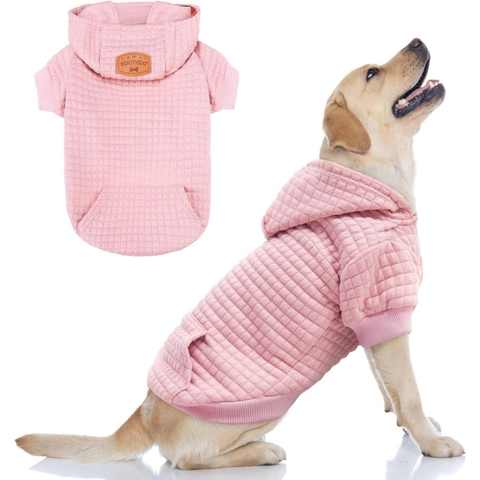 Теплий пуховик з капюшоном для собак середніх та маленьких порід від BEAUTYZOO, рожевий, з кишенями