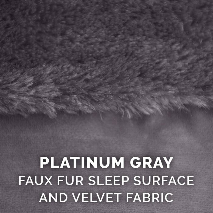 Крісло-лежанка для собак великих порід FurHaven з підголовником та знімним чохлом, плюш та оксамит, L-подібне, сірий колір, Jumbo/XL, 102 x 81 x 20 см