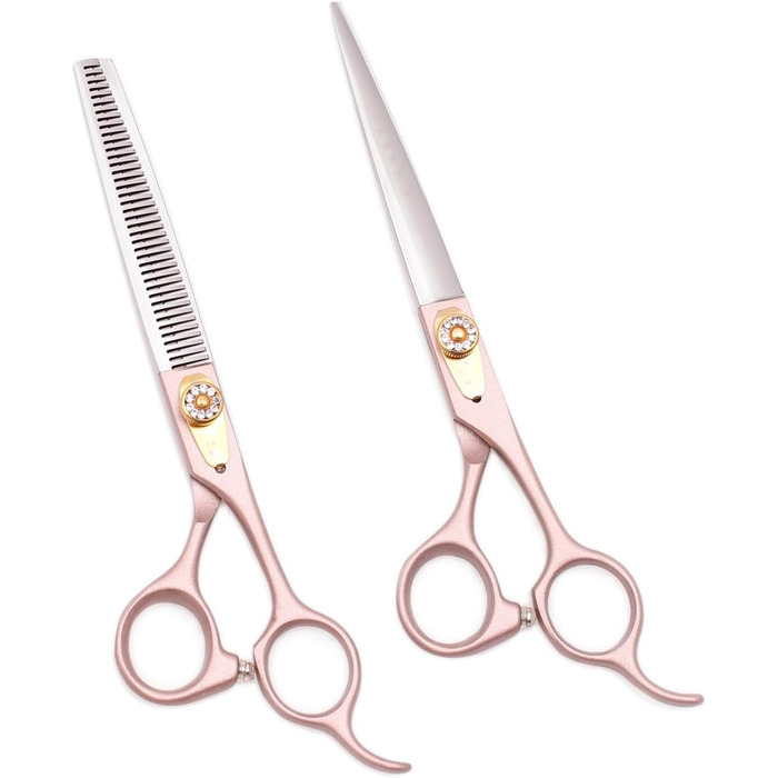 Набір професійних ножиць для собак 2 в 1: прямі та розріджуючі, ергономічні ручки, розмір 7.0 дюймів