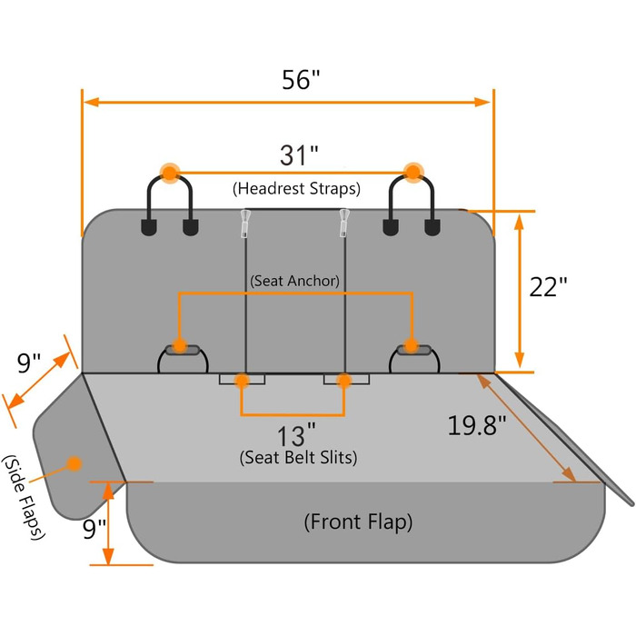 Авточохли на сидіння для собак з сіткою та бічною застібкою - чорні, 144x129 см