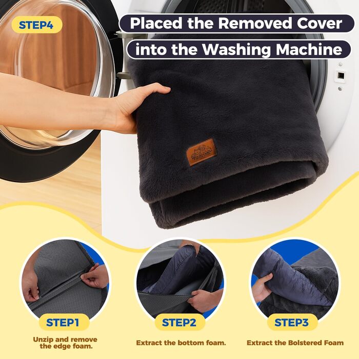 PAWZ Road лежанка для собак великих порід, ортопедична з memory foam, XL 138 см, знімний чохол