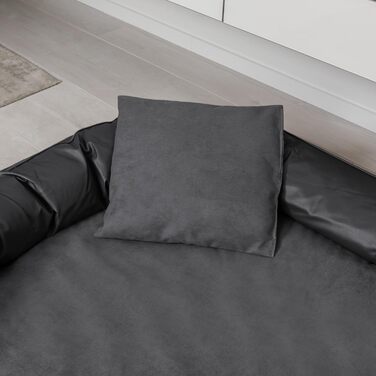 Ортопедичне ліжко для собак Tierlando® Lennart VIP з віскоеластичною матрацом та зносостійким штучним оксамитом | 85x65 см | Графіт