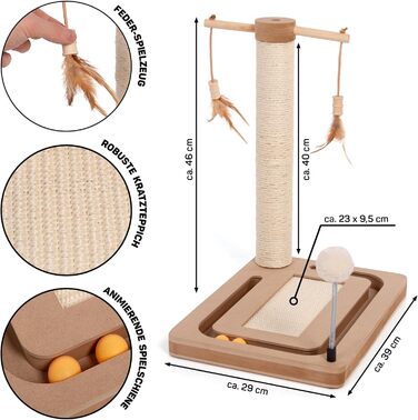 Котячий стовпчик для котів Lilly - інтерактивна іграшка для самостійних занять | 78 см | 33 x 33 x 80 см