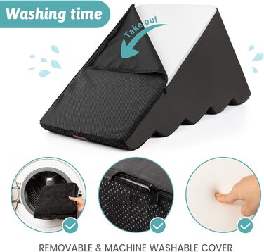 Сходинки для собак маленьких порід 50 см, сходи для тварин на ліжко з високощільним губчастим матеріалом, сходинки для собак з пральною наволочкою та неслизьким дном, 40x72x50 см, 4 сходинки (Чорний, 5 сходинок (40x84x57 см))