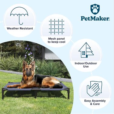 Підняте ліжко для собак Petmaker L, 36x29,75 дюйма, синє, переносне, з нековзкими ніжками, для дому та вулиці, для собак і цуценят до 36 кг