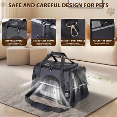 Транспортний бокс для котів Romon: переноска для тварин, переноска для котів, сумка-переноска для котів та цуценят до 6 кг, з регульованим плечовим ременем